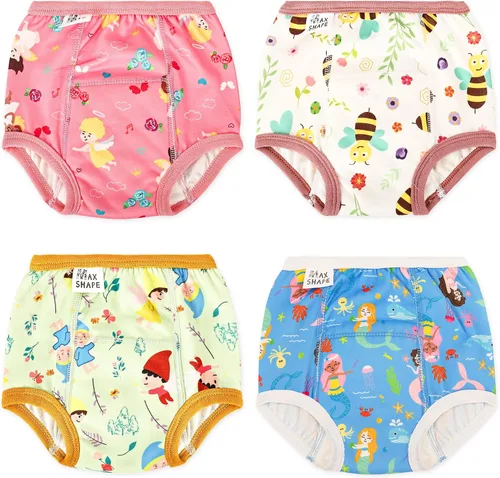 Vista 7 de Max Shape 4 paquetes de ropa interior de entrenamiento para niñas con capa absorbente de cena, pantalones reutilizables de entrenamiento para el Dona