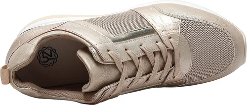 Vista 5 de YZ Tenis de cuña de moda para mujer, con tacón alto, con cordones y plataforma