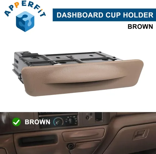 Vista 2 de Soporte para tazas en salpicadero con cenicero marrón APPERFIT compatible con Ford F250 F350 F450 F550 Super Duty Truck 1999-2004, Excursion