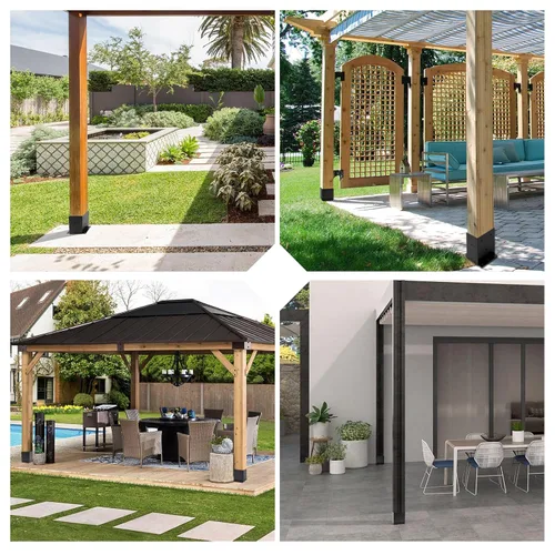 Vista 7 de 2 postes de 4 x 6 pulgadas (tamaño interior de 3.6 x 5.6 pulgadas) Carbon Steel Post Anchor Outdoor for Support Deck Base Plate Pergola Brackets