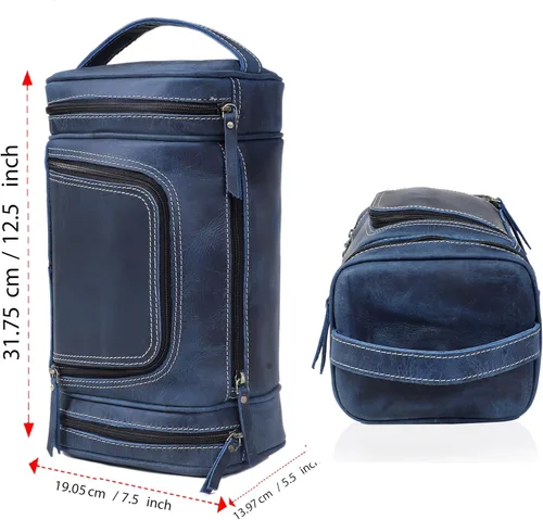 Vista 5 de VC VINTAGE COUTURE Neceser de cuero para hombre, extra grande, neceser de cuero para hombre, para viajes, kit de cuero real para hombre, bolsa