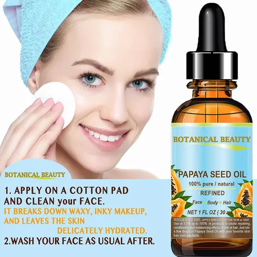 Vista 3 de Botanical Beauty Aceite de semilla de papaya. Aceite portador prensado en frío 100% puro/natural/sin diluir/refinado. 4 Fl.oz.- 4.1 fl oz. Para