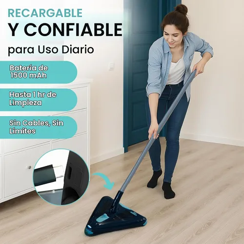 Vista 6 de Zippi Barridor Max - Versión 2025 Barridor Ligero, Diseño Triangular Permite Barrer en Esquinas, Perfecto para Alfombra Corta, Piso Duro y Cerámica