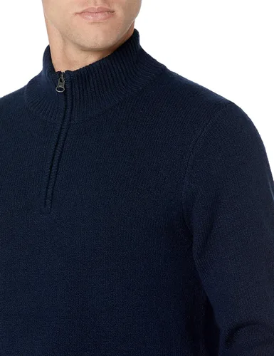 Vista 4 de Tienda Essentials Suéter de manga larga con cremallera de un cuarto de tacto suave para hombre