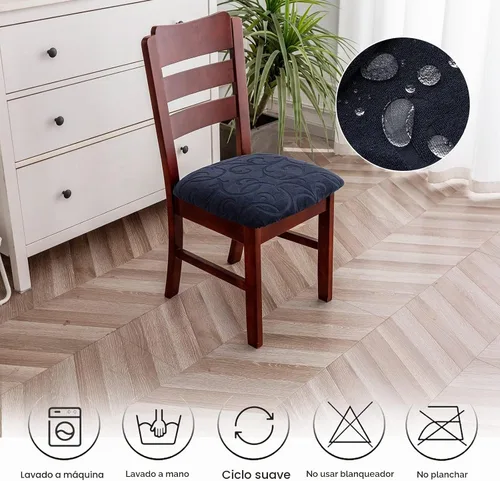 Vista 7 de Genina Fundas impermeables de asiento para silla de comedor, fundas elásticas para sillas de comedor, fundas protectoras para sillas de cocina