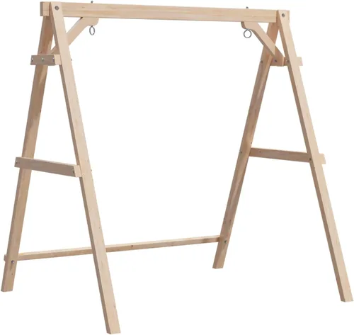 Vista 10 de VINGLI Marco de columpio de madera resistente de 660 libras con tablero de conexión inferior extra, soporte de banco de columpio de porche con marco