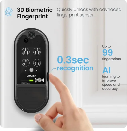Vista 4 de Lockly Vision Elite - Cerradura inteligente de video con cámara, cerrojo inteligente Wi-Fi para puerta delantera, teclado PIN Genie®, cerradura