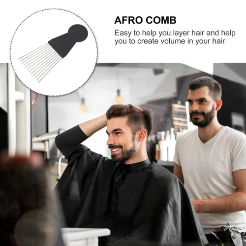 Vista 7 de KALLORY Peine desenredante 2 piezas para herramientas de trenza de metal para mujeres y hombres, peluca de salón y peines desenredar peine africano
