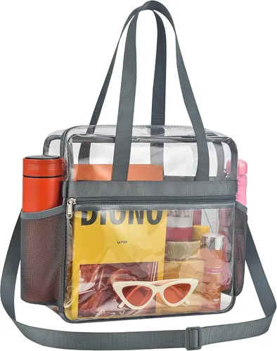 Vista 8 de Lyingflat Bolsa transparente para eventos de estadio - 12x6x12, bolsa de deporte transparente con correas reforzadas para el hombro