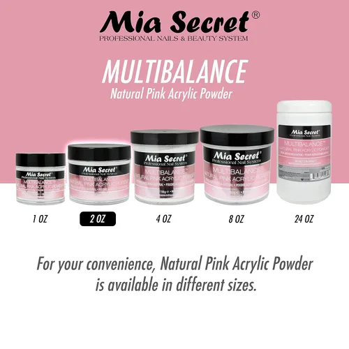 Vista 3 de Mia Secret Multibalance Natural Rosa Acrílico Polvo 2 Oz
