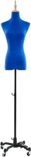 Vista 3 de Maniquí de costura femenino, forma de vestido para exhibición y diseño a medida, torso ajustable en altura con base móvil de metal