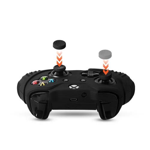 Vista 3 de CHINFAI Xbox One SX Controller Grip Skin Anti-Slip Silicone Protective Cover Case for Xbox 1 Controller with 4 Set Thumbstick Caps (Black)