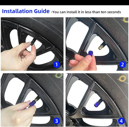 Vista 5 de Kewucn 8 PCS Tapas para Vástago de Válvula de Neumático de Automóvil, Cubiertas de Aleación de Aluminio con Anillo de Goma, Resistentes a la Azul