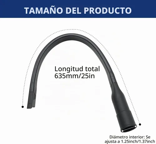 Vista 2 de Accesorio de limpieza al vacío flexible de 25 pulgadas de largo para mangueras de vacío que aceptan accesorios de diámetro interior de 1-1/4