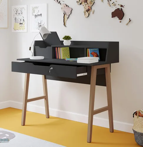 Vista 10 de Crafts and Comfort - Escritorio Pequeño Roma de Diseño Moderno para Dormitorio, Escritorio de Escritura Rosa de 40 Pulgadas con Estante Superior