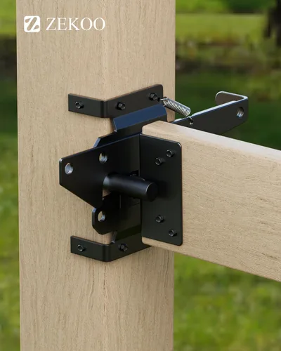 Vista 2 de Pestillo de puerta autoblocante resistente: palanca de gravedad automática de acero inoxidable 304 - Cerradura de puerta de montaje en poste