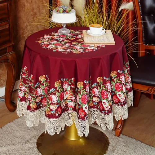 Vista 7 de SUTAVIA Mantel de encaje floral impermeable, rectangular, lavable, para el hogar, vacaciones, Acción de Gracias, Navidad, fiesta, comedor