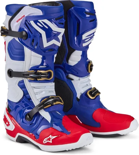 Vista 10 de Alpinestars Tech 10 Botas de motocross de alto rendimiento, con certificación CE, 7, negro/rojo Fluo