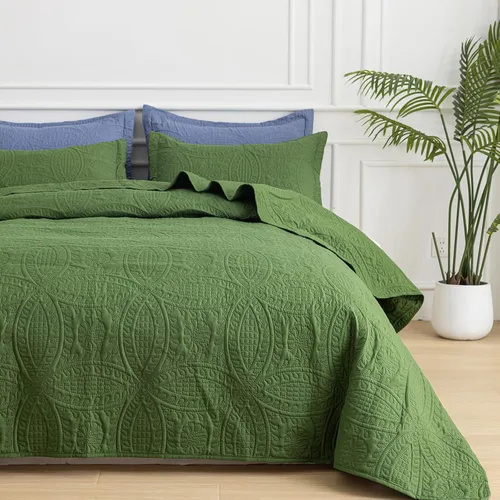 Vista 9 de SheRest - Juego de colcha individual - colcha de cama suave y transpirable, colcha con relieve de estilo moderno, colcha de microfibra ligera