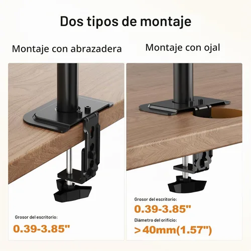 Vista 7 de Suptek Soporte de escritorio para monitor doble, brazo de monitor doble ajustable para 2 pantallas de computadora de hasta 27 pulgadas, poste extra