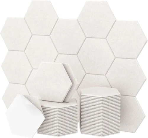Vista 35 de Paquete de 12 paneles acústicos hexagonales de alta densidad, paneles de pared insonorizados TONOR de 12"x 10"x 0.4", paneles de absorción de sonido