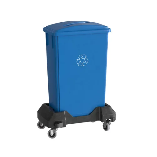 Vista 22 de Bote de basura Slim Jim negro de 23 galones con carrito