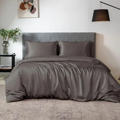 Vista 15 de THXSILK Juego de funda de edredón de seda de 4 piezas, sábanas de seda, juegos de cama de lujo, ultra suave, lavable a máquina, duradera, 100% seda