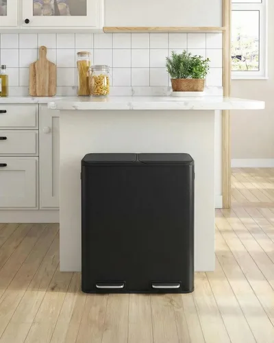 Vista 9 de ComfyCorner - Bote de basura de 16 galones (2 x 30 L) doble, bote de basura de cocina de acero inoxidable, papelera de reciclaje con caja de control