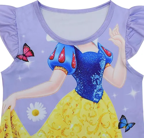 Vista 2 de AOVCLKID Camisón de princesa para niñas pequeñas, pijamas de dibujos animados