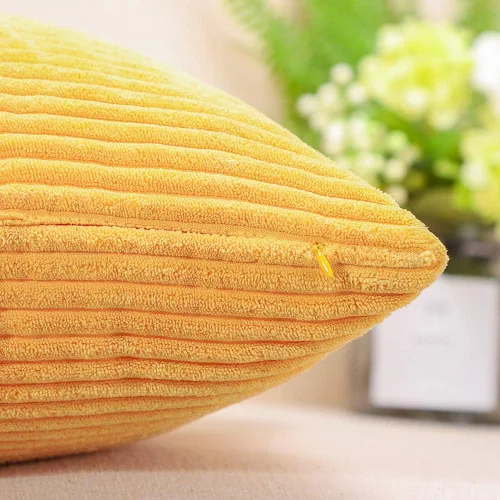 Vista 7 de Artscope Fundas de Almohada de Pana a Rayas Acogedoras Súper Suaves Decorativas Cuadradas Fundas de Almohada Fundas de Cojín para Sofá Sofá Amarillo