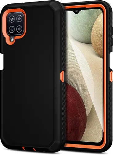 Vista 12 de Jiunai - Carcasa para Samsung Galaxy A12, resistente de doble capa, a prueba de golpes, color negro