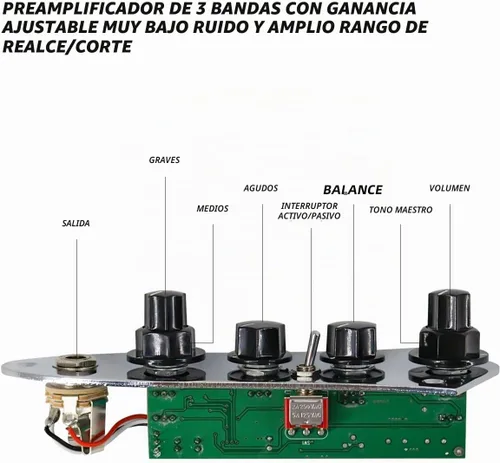 Vista 4 de Alnico - 5 pastillas de bajo para jazz con sistema de placa de control de carga completa precableada, cuello de guitarra/puente de pastilla de bajo