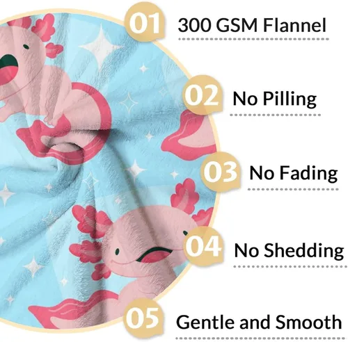 Vista 4 de Axolotl - Manta de regalo – 30 x 40 pulgadas, bonita manta de ajolote para mujeres y niñas, franela azul, suave, cálida y acogedora para sofá