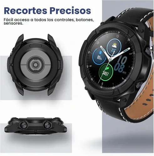Vista 5 de Goton 3 en 1 Accesorios para Samsung Galaxy Watch 3 de 41 mm, 1 Carcasa de Armadura de TPU Resistente + 2 Películas Protectoras de Pantalla de Negro