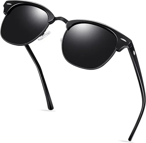 Vista 3 de grinderPUNCH Gafas de sol polarizadas súper oscuras semi sin montura para hombres y mujeres, 70s 80s, gafas de sol vintage para hombres y mujeres