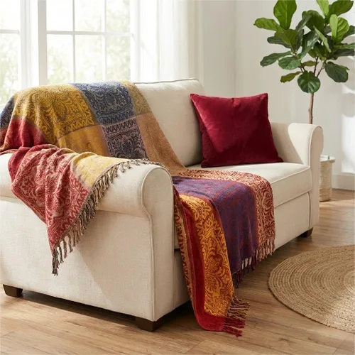 Vista 6 de amorus Boho Sofa Cover, Throw Blankets for Couch (M, 60x75 Inches)