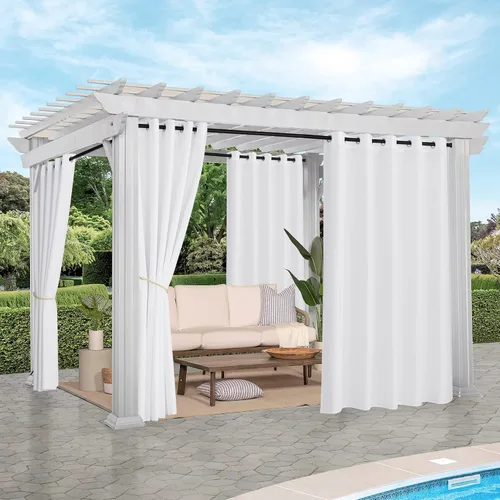 Vista 109 de NICETOWN Cortina para Exteriores para Patio Impermeable de 84 Pulgadas de Ancho, Aislamiento Térmico con Ojales Antioxidantes Bloqueo UV Cortina
