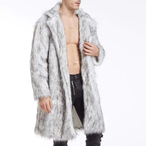 Vista 5 de Chaqueta térmica gruesa de invierno para hombre, cuello alto, suéter de empalme de punto, abrigo casual, elegante acolchado para hombre