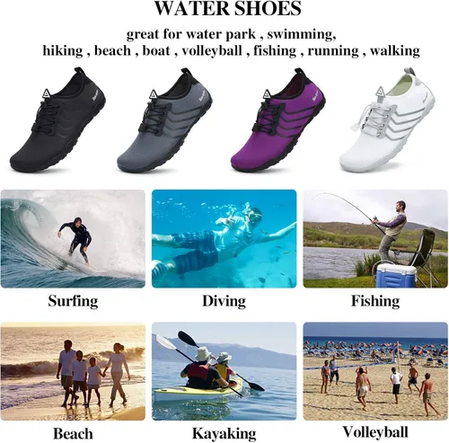 Vista 6 de Racqua Zapatos de agua de secado rápido, descalzos, acuáticos, deportes, playa, piscina, natación, surf, buceo, para hombres y mujeres