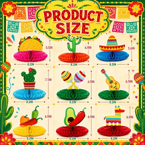 Vista 2 de WILLBOND 9 piezas de mesa de fiesta mexicana para decoración de centro