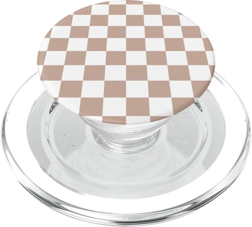 Vista 9 de Tablero de ajedrez marrón y blanco - Patrón a cuadros PopSockets estándar PopGrip