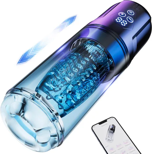 Vista 8 de Masturbador automático masculino juguete sexual con 10 vibraciones, 8 patrones de empuje y rotación, juguetes sexuales masculinos para hombres