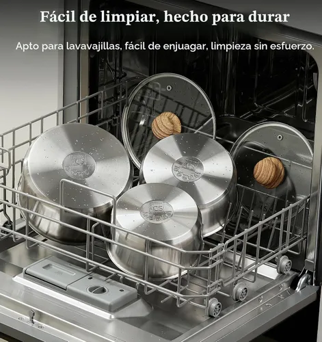 Vista 7 de KOCH SYSTEME CS - Juego de cacerolas de acero inoxidable 18/10 con mango extraíble, sartén de 1.5 cuartos de galón, 2 cuartos y 3 cuartos con tapas