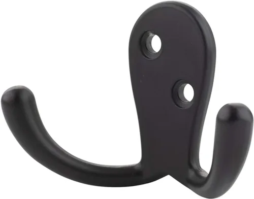 Vista 3 de Amazon Basics Gancho curvado de zinc para bata, color negro plano, paquete de 5 Curvo