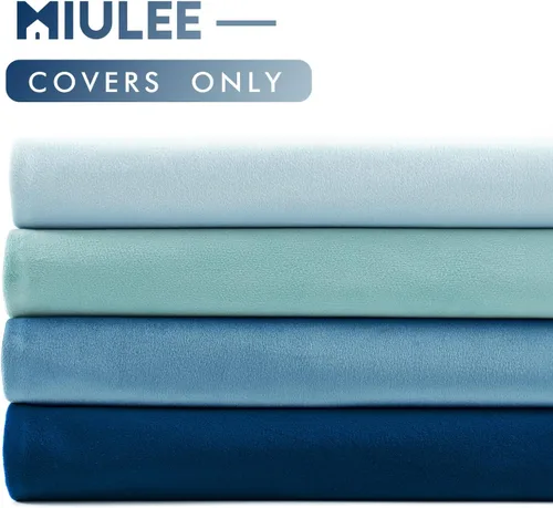 Vista 3 de MIULEE Cushion Covers Set of 4 Velvet Cushion Covers for Sofa Bedroom Square Decorative Solid Colour Elegant Pillowcases for Double Bed Decor 40 x