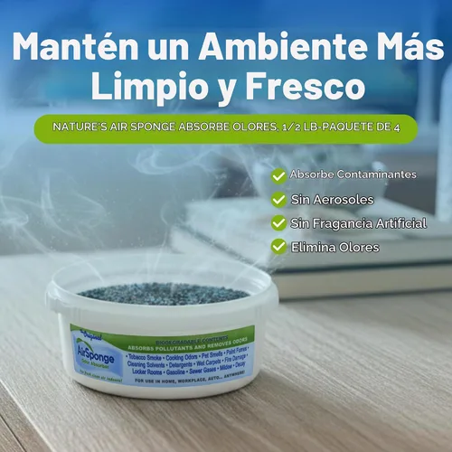 Vista 2 de Delta Nature's Air - Esponja absorbente de olores sin perfume, tina de plástico de 1/2 libras.