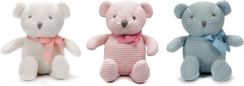 Vista 10 de FLUFFYFUN Oso de peluche azul 100% algodón orgánico de 6.5 pulgadas, animales de peluche para recién nacido Oso Azul