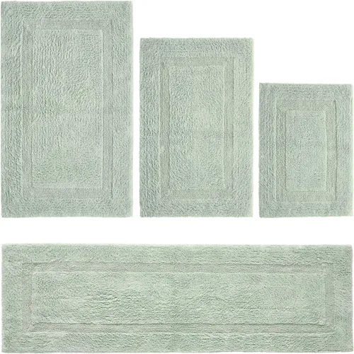 Vista 573 de Better Trends - Juego de 2 alfombras de baño 100% algodón, extra suaves, con borlas, de 17" x 24", alfombra de baño superabsorbente y reversible