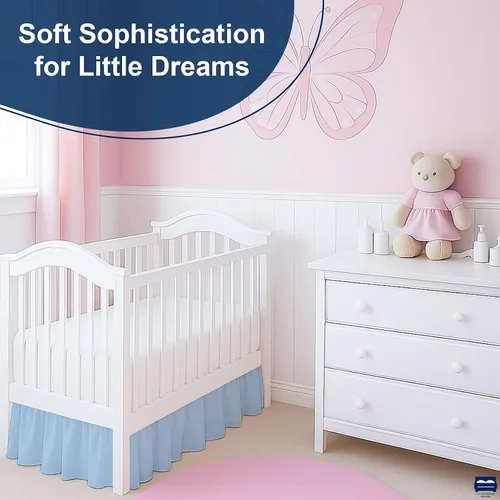 Vista 6 de Cottingon Falda de cama para cuna para guardería, volantes de polvo de ropa de cama de niños pequeños, falda de cuna de microfibra cepillada