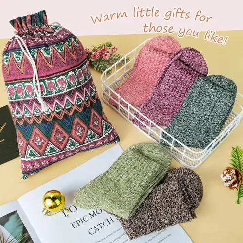 Vista 7 de YSense 5 Pairs Womens Wool Socks Thick Knit Warm Winter Socks for Women Cozy Comfy Socks Gifts